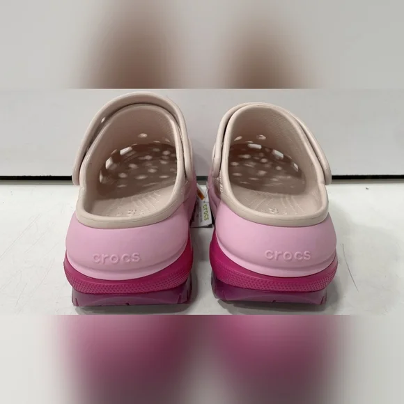 CROCS Women's Mega Crush Matte Cream and Pink Platform Clogs - Picture 4 of 5